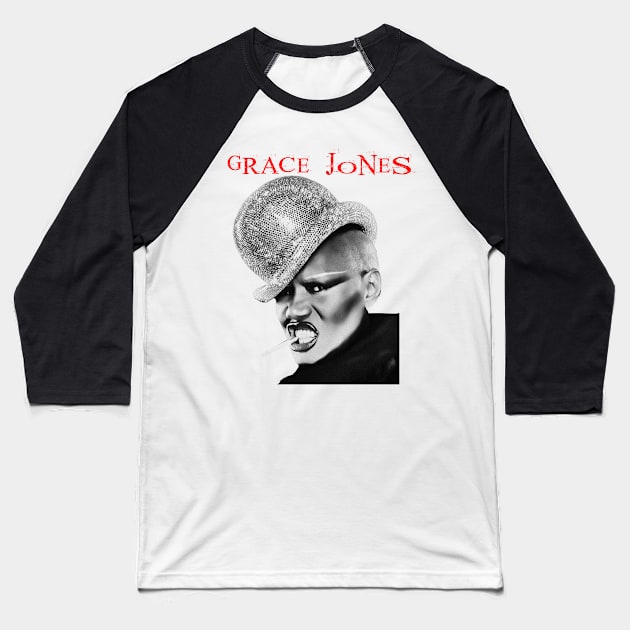 grace jones visual art Baseball T-Shirt by DOGGIES ART VISUAL